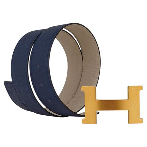 Hermes Constance 42 MM Belt Reversible Navy and Craie 